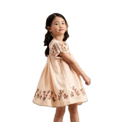 Customized wholesale summer children's clothing kids girls clothes embroidery flower baby girls' birthday dresses 2-12 years
