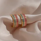 Earrings 2021 Fashion Earrings For Girls Colorful Coils PVD Plating Stainless Steel Rainbow Earrings