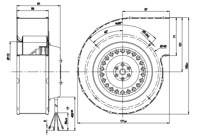 Centrifugal Blower, G3G133-DJ01-13, 230V, 50W, 0.46A - detail 10