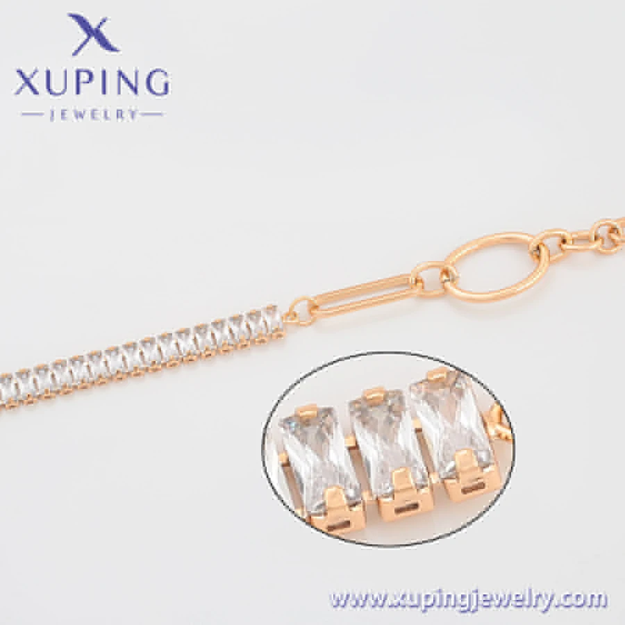 A00896831 xuping 18K gold color Hip Hop Thick Chain Clavicle Chain Asymmetric Ring Circle High transmittance zircon Bracelet