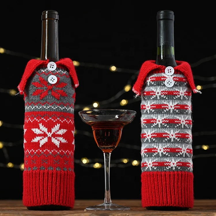 New Product Beautiful Colorful Party Festival Decoration Christmas Red Wine glass cover Bags for Christmas Party Decoration