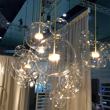 Modern light luxury living room dining room decorative lamp bubble glass ball chandelier