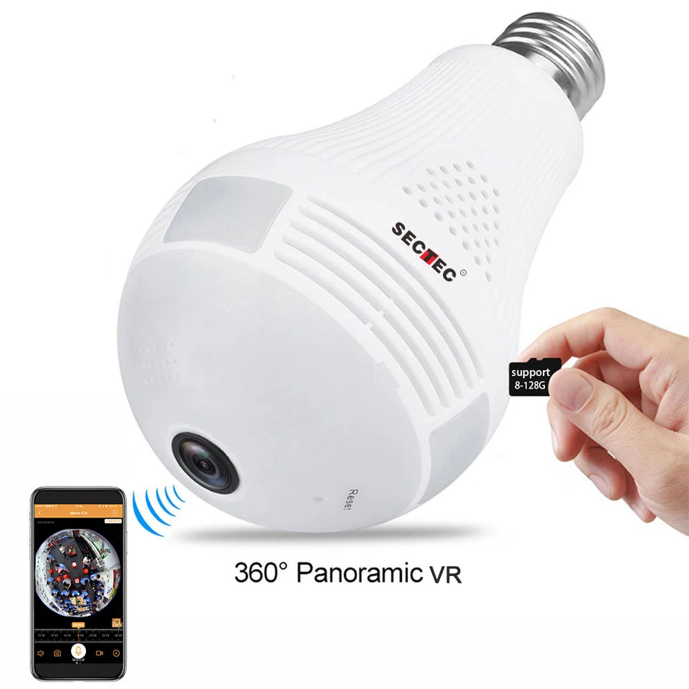 Mini Security IP Camera 360° Panoramic SPY Hidden 960P Wifi Wireless Light Bulb