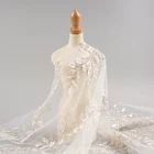 Floral Bridal Latest Design Stylish Elegant White Floral Bridal Lace Fabric Embroidery Beaded