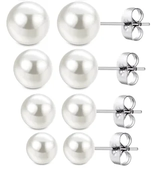 latest design 925 silver white black real simple natural genuine cultured fresh water freshwater pearl stud earings earrings