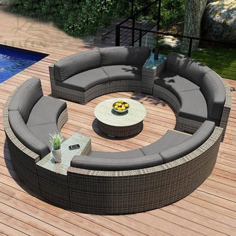 outdoor round sofa rattan waterproof set balcony courtyard