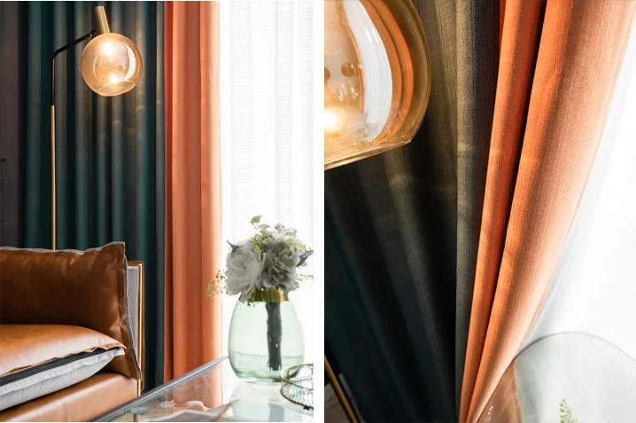 Northern Europe simple solid color curtain fabric blackout and sun-resistant for living room custom