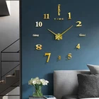 Decoration Gift Clock Fashion Mirror Acrylic 3D Big Wall Sticker Clock DIY Modern Design Decoration Gift
