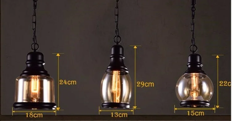 Hot Sale Black Metal Hemp Rope Vintage Industrial Lighting Glass