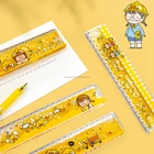 Template Yellow Custom Design Plastic Template Kawaii Cartoon 4 In 1 Gifts Ruler Set School