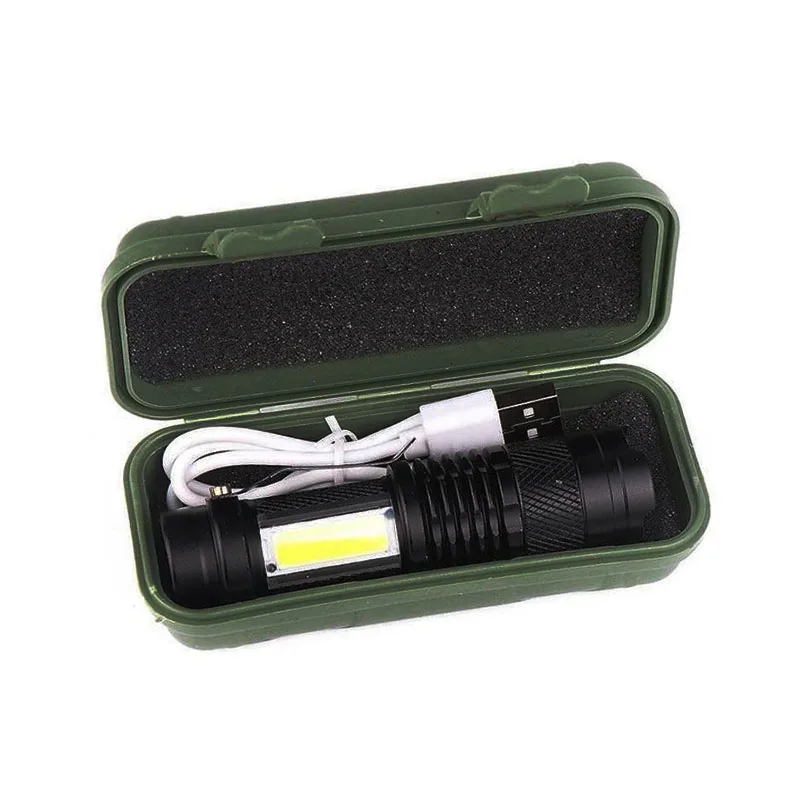 mini zoom usb rechargeable flashlight