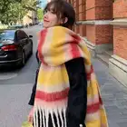 Scarf Women Winter Imitation Cashmere Color Matching Plaid Woven Rectangular Scarf