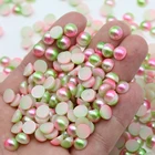 Plastic Beads Colorful ABS Plastic Rainbow Flat Pearl Beads Imitation Half Round Pearls For Jewelry Making