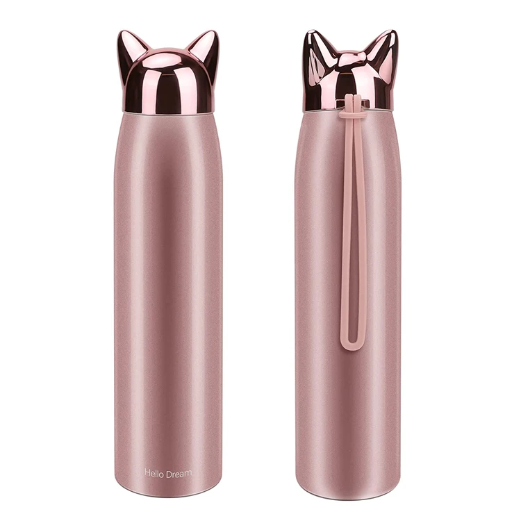 Water Bottles Cute Animal Cat Shaped Travel Mug Stainless Steel Insulated Coffee Thermos
