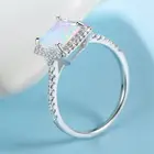 Brass Ring Zircon Women Princess Jewelry Fashion Brass Ring Square Synthetic Opal Ring Zircon Ring