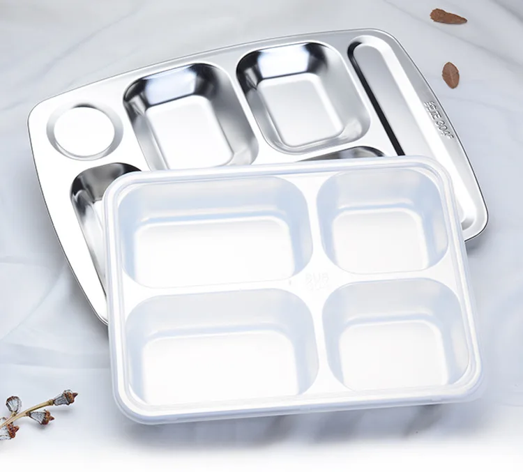 Wholesale  Stainless Lunch Tray With Compartment Food Plate For Lunch Dinner