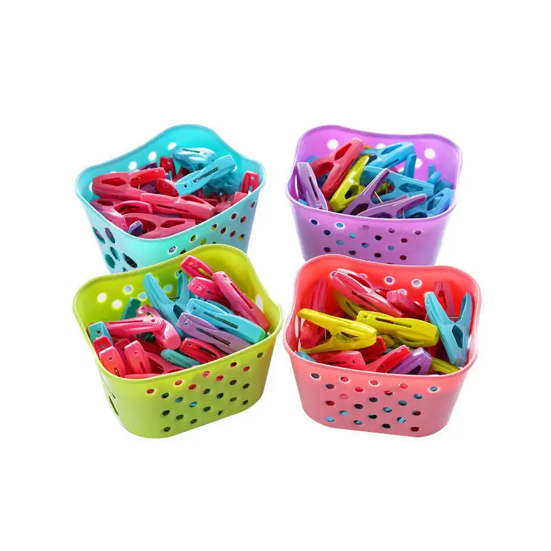 30pcs Plastic Clothes Pegs Laundry Clothespin Clothes Pins Storage Organizer Quilt Towel Clips Spring With Basket Cabides Hanger