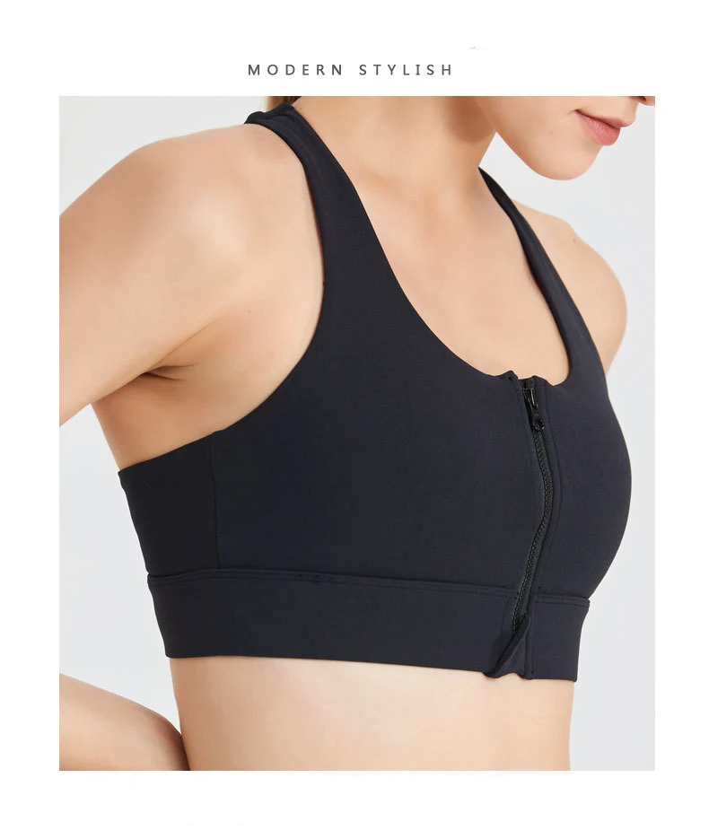 lulu Zipper sports underwear yoga vest shock-proof running fitness bra manufacturers direct sales
