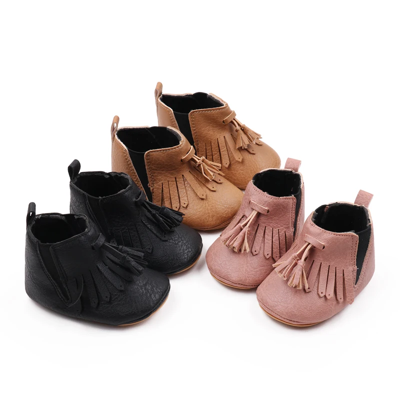 Baby Walking Shoes 0-1 Year Old Girls Soft Soles Soft PU Leather Tassel Infants Boots supplier