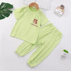 Wholesale price new style cartoon short sleeve long pant cotton baby boys clothes summer children clothes