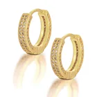 Hoops Hip-hop Earring Hoops Real Gold Electroplated Earrings With Zircon Inserts For Both Men And Women