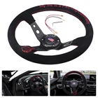 Steering Wheels Wheel Car Universal 14inch Embroid Leather Deep Dish Steering Wheels Race Steering Wheel
