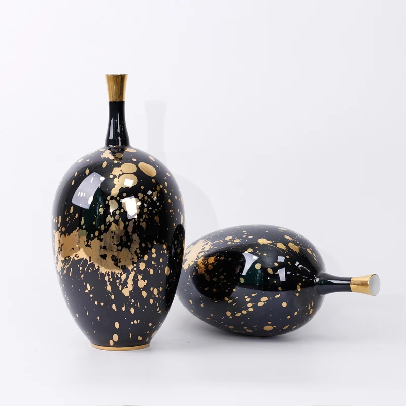 New Chinese Gold-plated Ink-jet Porcelain Vase Ceramic Vase For Home Decoration