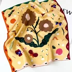 Scarf Custom Fashion Ladies Letter Print Scarf Summer Sunscreen Satin Silk Scarf Square Women Scarves
