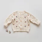 Knit Sweater Kids Design Purple Hand Knit Girl Kids Sweaters Customized 100% Cotton 2021 Girl Knitwear