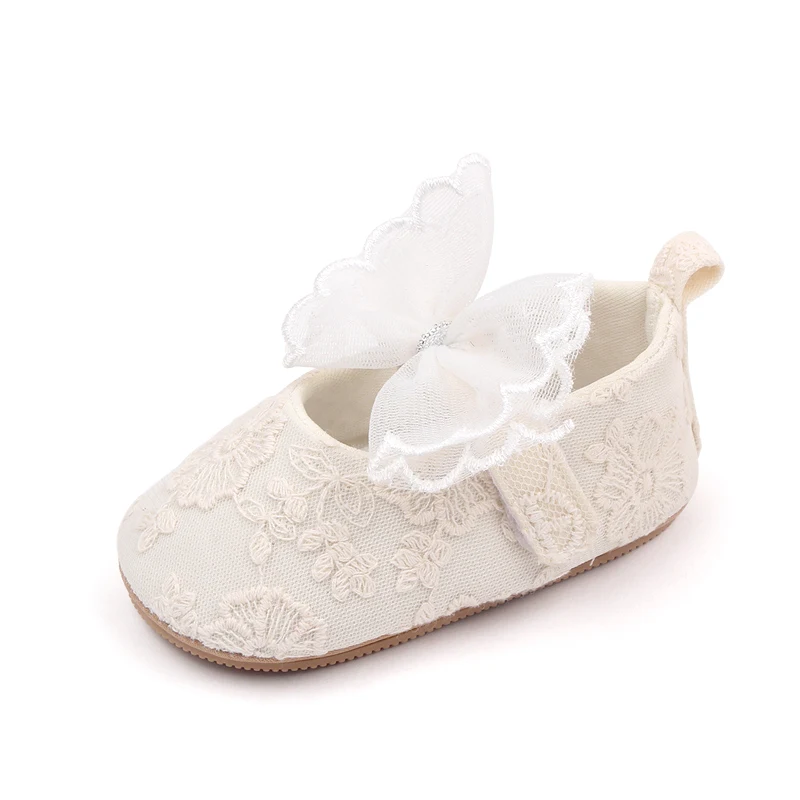 Spring and Autumn Solid Color Mesh Bow Soft Soled Non-slip Baby Toddler Shoes for Girls details