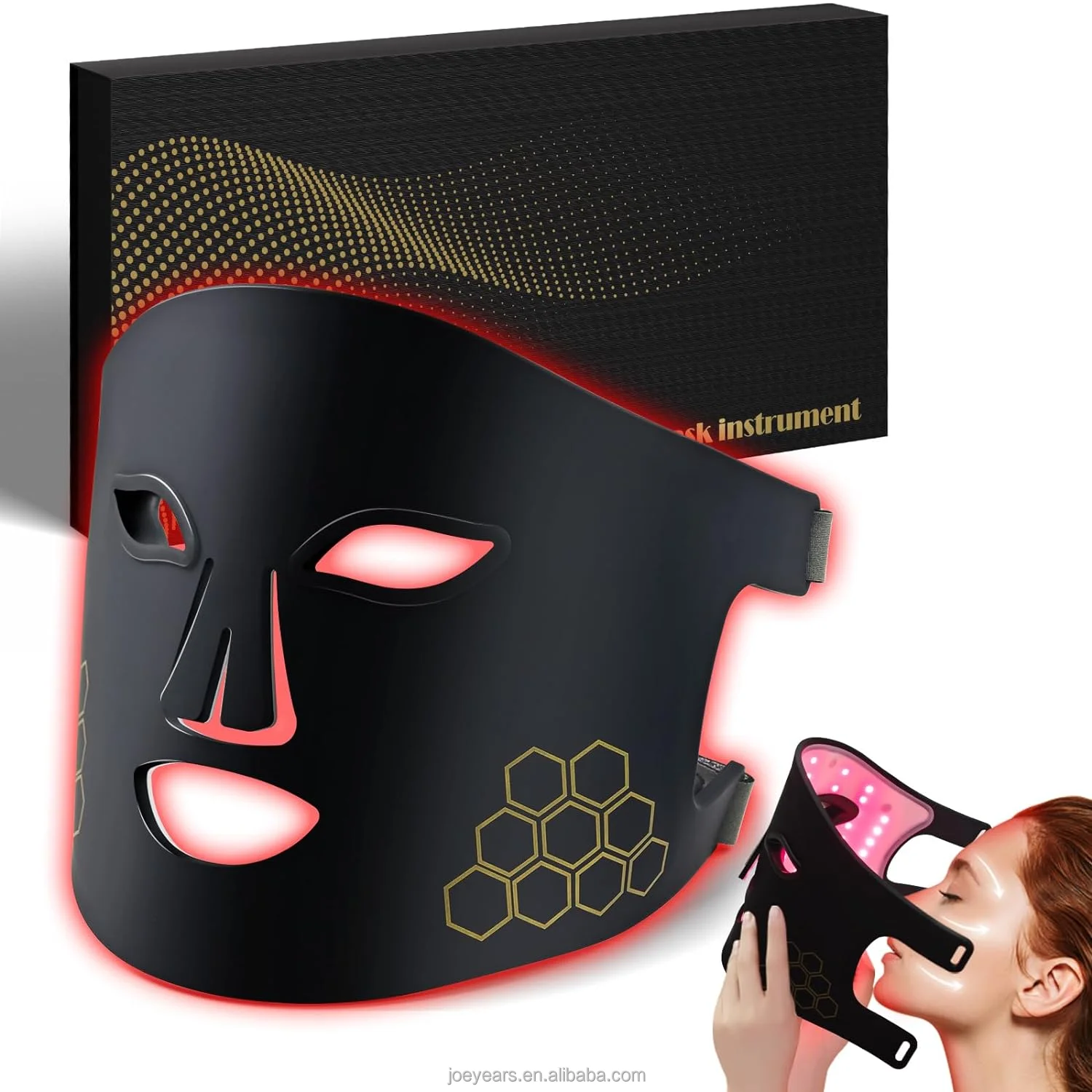 LED Photon Beauty Mask Instrument 216pcs LED Beads Facial Beauty Mask Infrared Red Light Therapy Face Mask