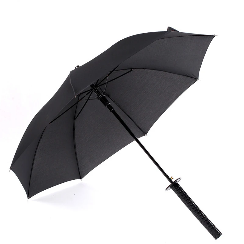 KLH401 Samurai Sword Automatic Sun Umbrella Outdoor Windproof Advertising Black Rain Umbrella Japanese Katana Umbrellas