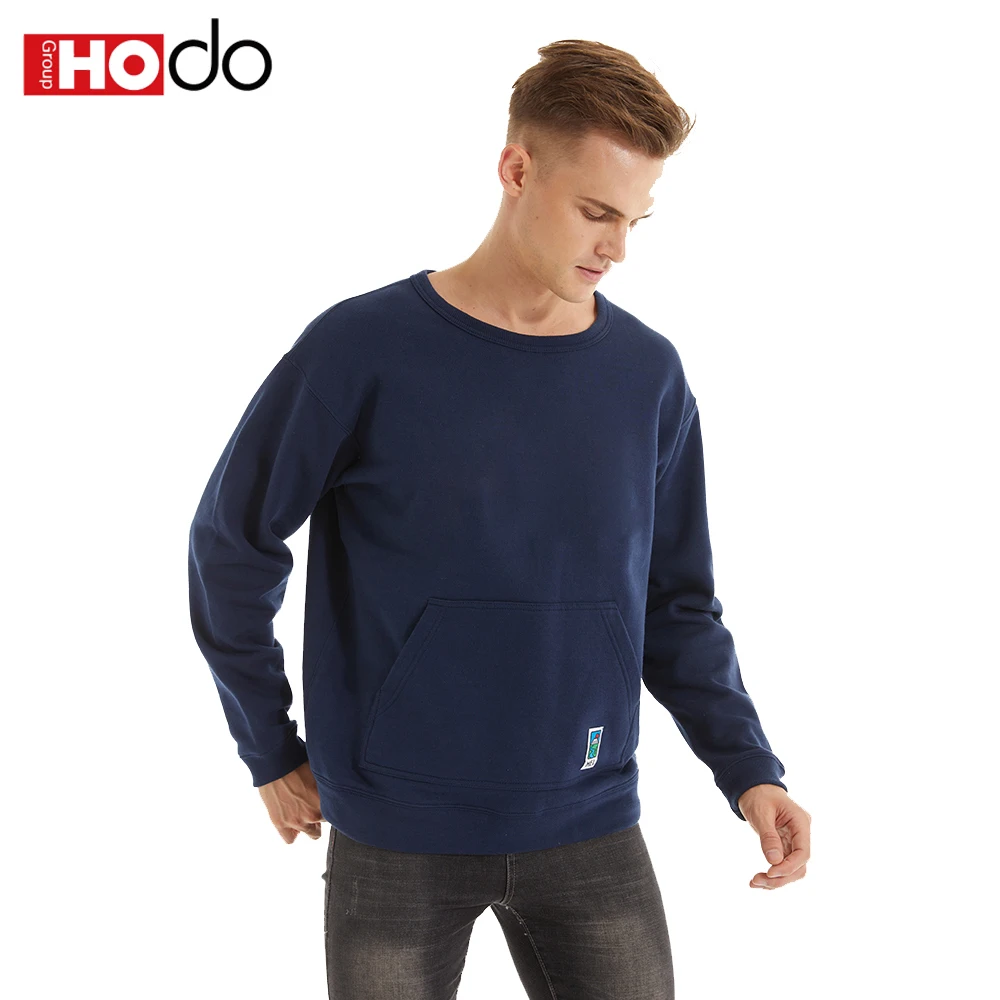 Hodo Custom Men's Cotton Embroidery Plain Long Sleeve T Shirt Customized Logo Dark Blue Men's Polo Shirt