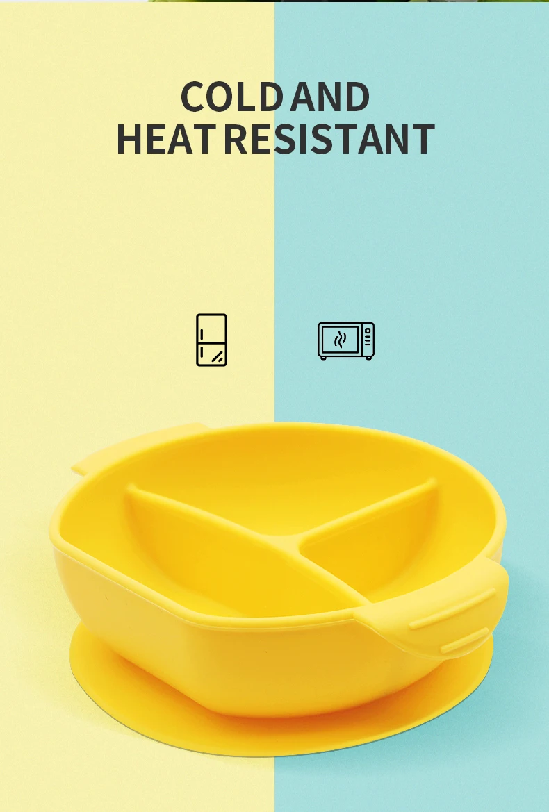 Custom Baby Feeding Bowl Set with Suction Cup Base Food Grade Non-Toxic BPA Free silicone baby bowl  for Toddlers