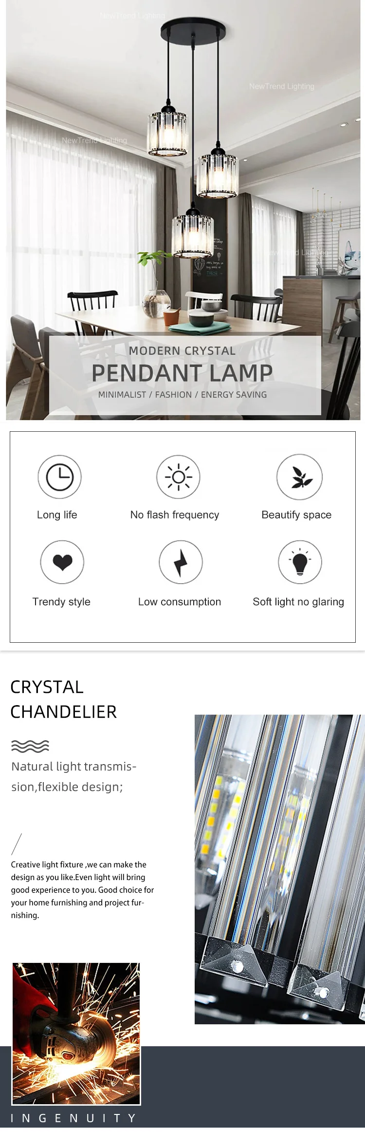 pd8009 modern circle crystal chandelier linear e12 island pendant for dining room-0