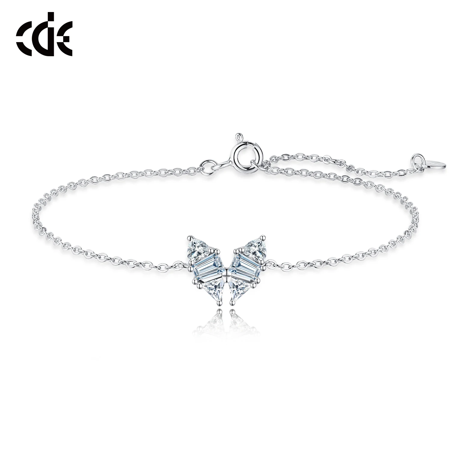 CDE YB0817 925 Sterling Silver Jewelry Wholesale Zircon Butterfly Charm Bracelet Rhodium Plated Animal Accessories Bracelet