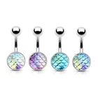 Crystal Navel Fashion Simple Fish Scales Fantasy Color Crystal Titanium Stainless Steel Belly Button Navel Rings