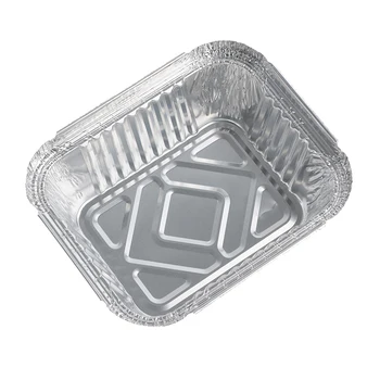 Laixin Easy To Takeaway 450ml Rectangle Barbecue Disposable Aluminum Foil Tin Containers With Cover For Fast Food Packing