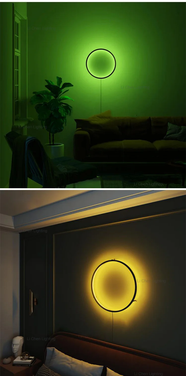 w0050 1 new product indoor decoration for living room metal round modern rgb led wall light-2