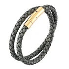 Jewelry Genuine Unique Personality Stainless Steel Clasp Jewelry Multilayer Genuine Leather Bracelet