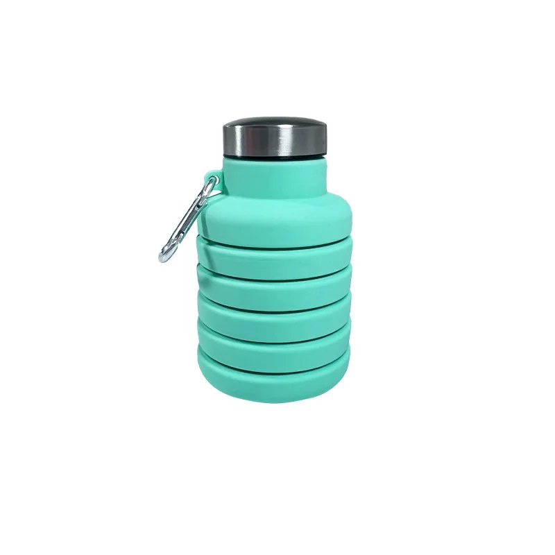 wholesale FoodGrade Silicone Metal Water Bottle Collapsible Safe Materials Sport Milk Bottles Outdoor Travelling Portable Bottle