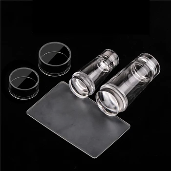 Double Heads Nail Salon Printer Pure Clear Jelly Nail Art Stamper Scraper Seal Print Silicone Nail Stamp Stamping Tools Supplies