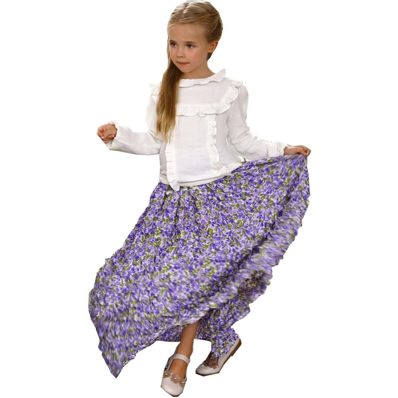 Children Summer clothing customized 3D embossed design bubble long skirt for girls