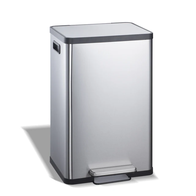 JILI OEM High-Volume 50L Rectangular Stainless Steel Waste Bin Kitchen Trash Can with Enhanced Odor Isolation and  Silent Lid