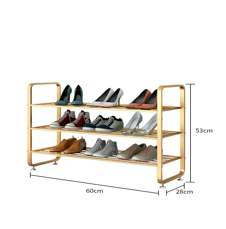 Household 3-tier golden iron shoe holder modern metal shoe rack vertical shoe display rack zapatero