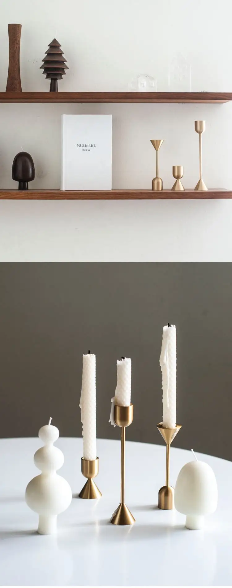 3piece Set Modern Candle Holder Set Solid Brass Taper Candlestick