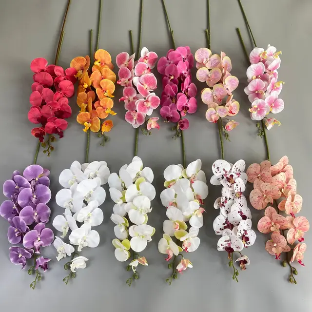 9-Head Phalaenopsis Film Simulation Flower 3D Printed Home & Wedding Decoration for Table Ornament in Hotels & Foreign Trade