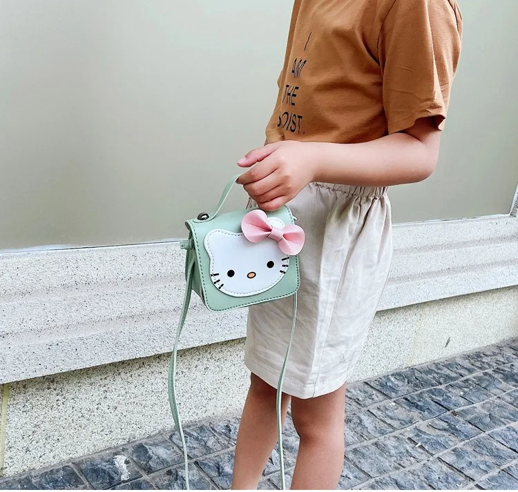 wholesale little girl cute pu leather animal shape handbags toy coin purse cross body kitty cat shoulder bag for kids