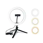 Phone LED Ring Light Studio Photo Video Dimmable Lamp Tripod Desk Stand Selfie Camera Phone
