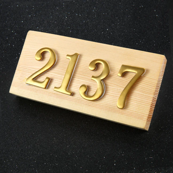 Brass 5cm Mini 3D Stereoscopic Home Door Number Stickers 0-9 Hotel House Address 
